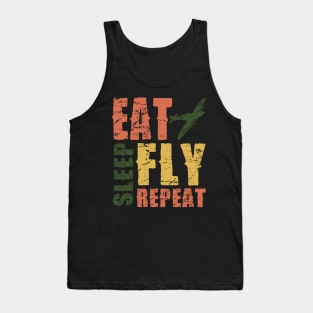 Airplane Pilot Shirts - EAT SLEEP FLY REPEAT Tank Top